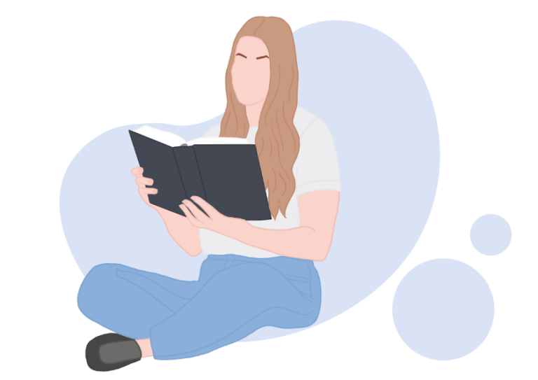 Sanja Saric am Buch lesen Illustration